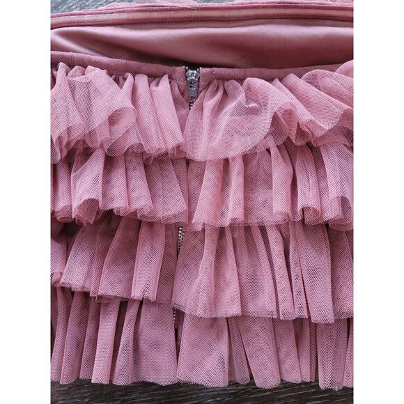 Nasty Gal Ruffle Tier Tulle Crop Top Women's Pink size 6 #11 - Picture 2 of 6